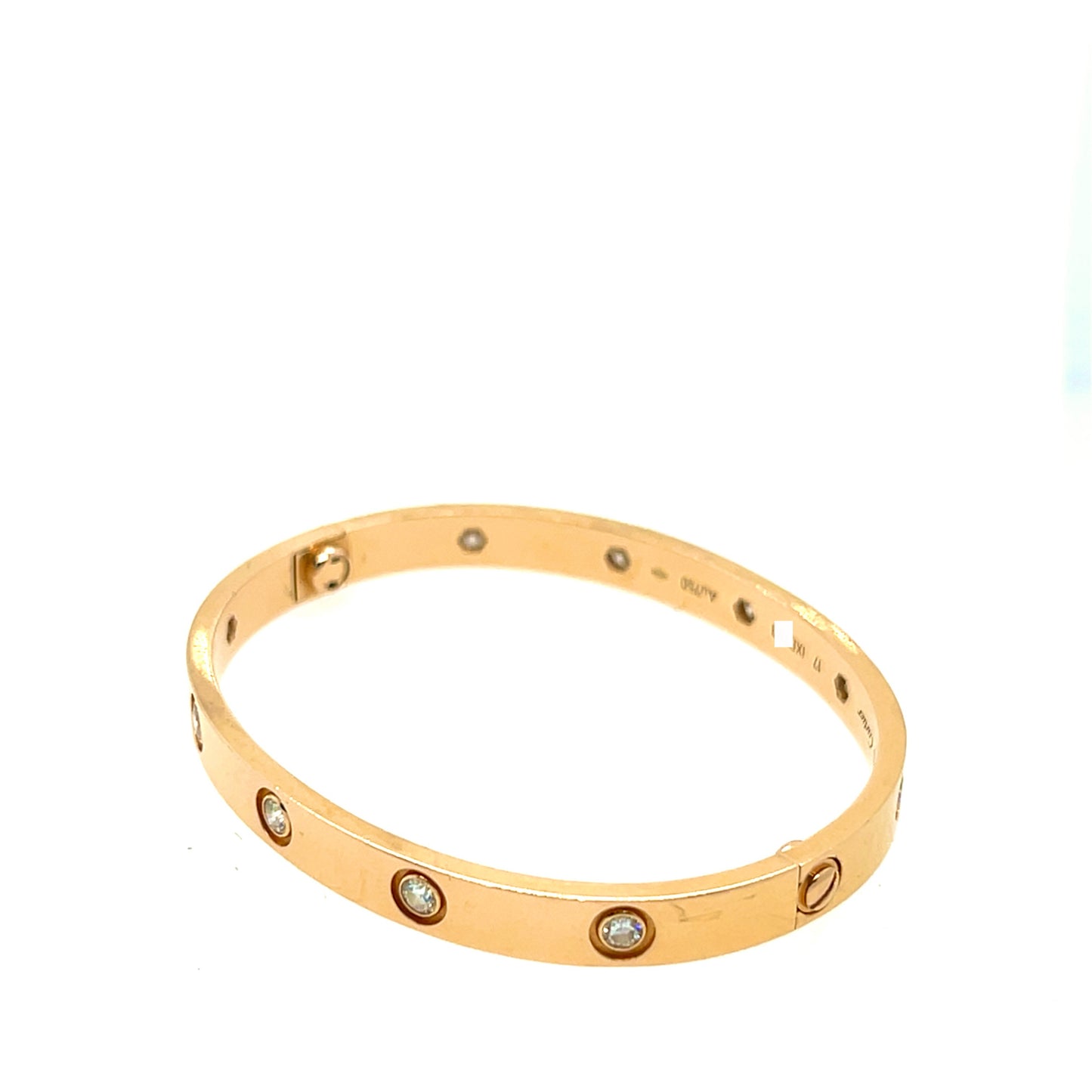 Cartier 18k Rose Gold 10 Diamonds CLASSIC Bracelet Size 17