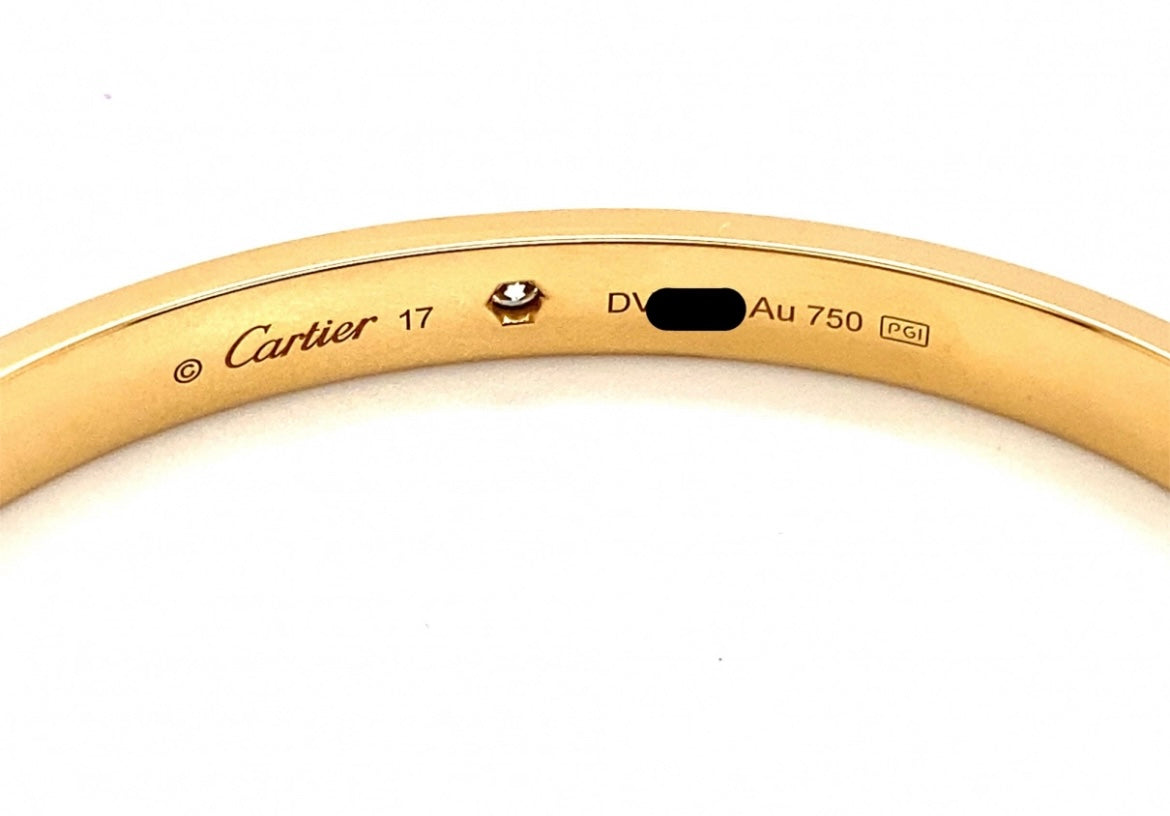 Cartier 18k Yellow Gold 1 Diamond Cuff bracelet Size 17