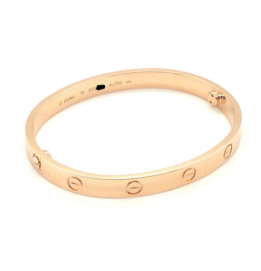 Cartier 18k Rose gold Love Bracelet Size 17 CLASSIC MODEL