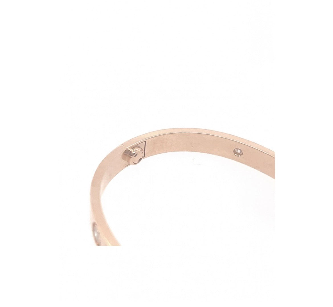 Cartier 18k Rose gold 4 Diamonds love bracelet Size 16 CLASSIC MODEL