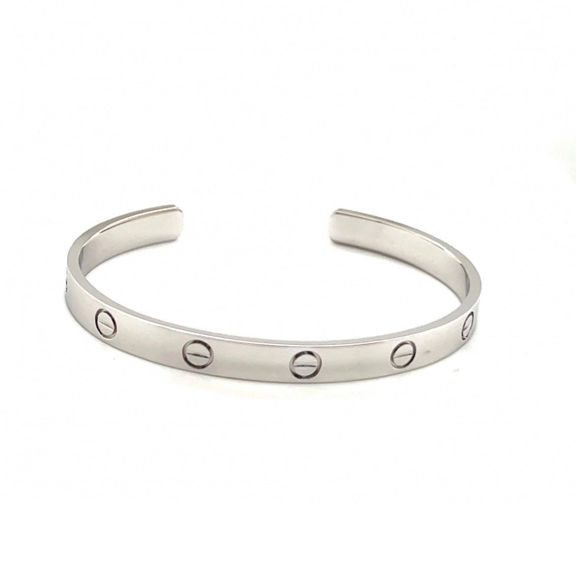 Cartier 18k White Gold love cuff bracelet size 18