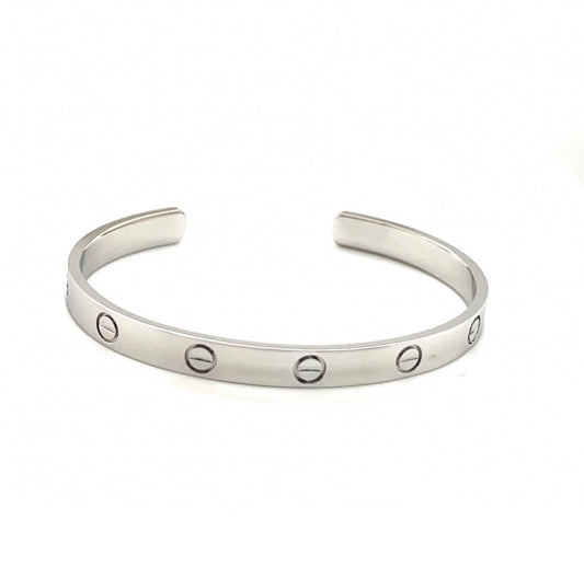 Cartier 18k White Gold love cuff bracelet size 18