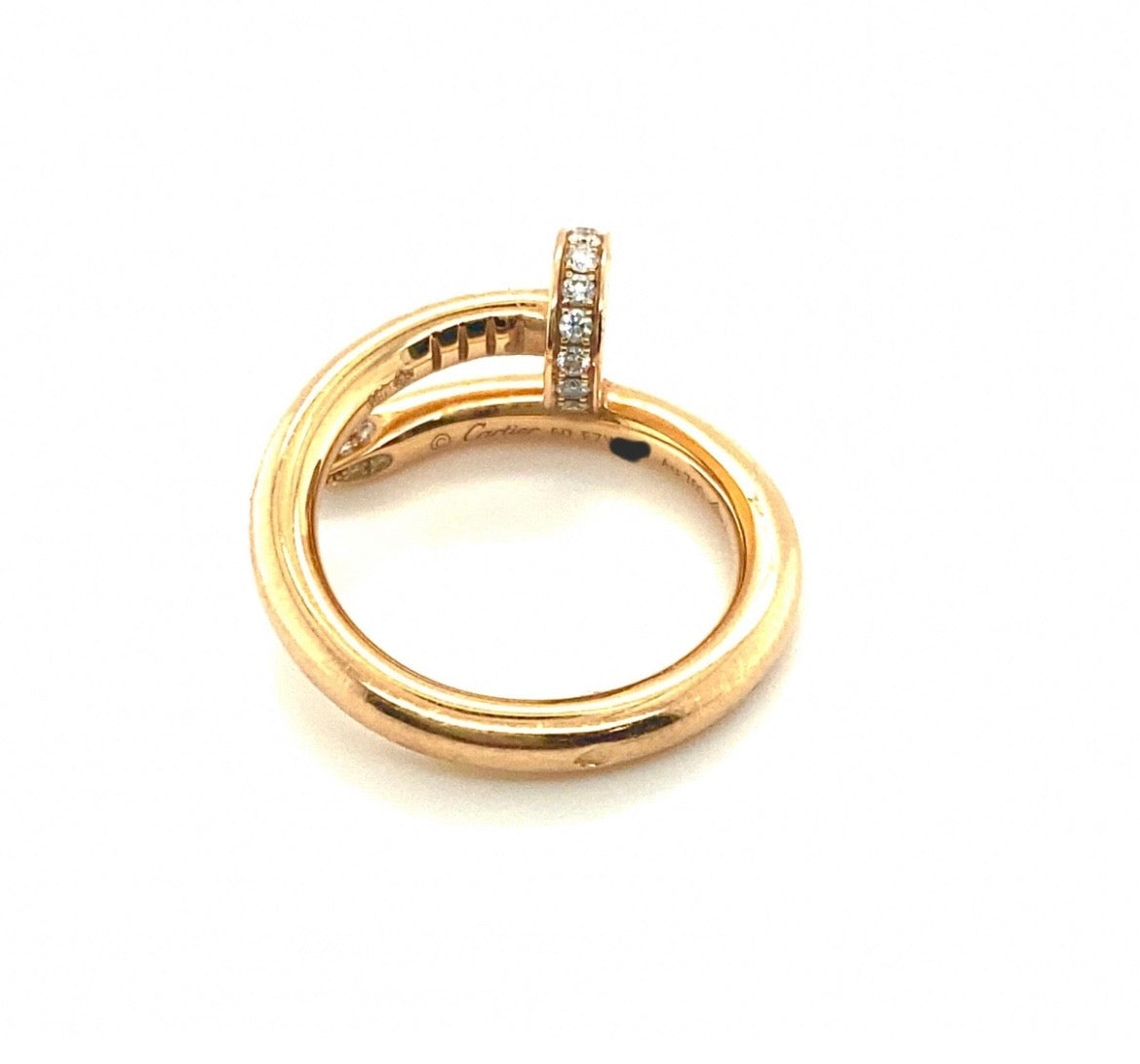Cartier 18k Rose Gold Juste Un Clou CLASSIC Diamonds Ring Size 50