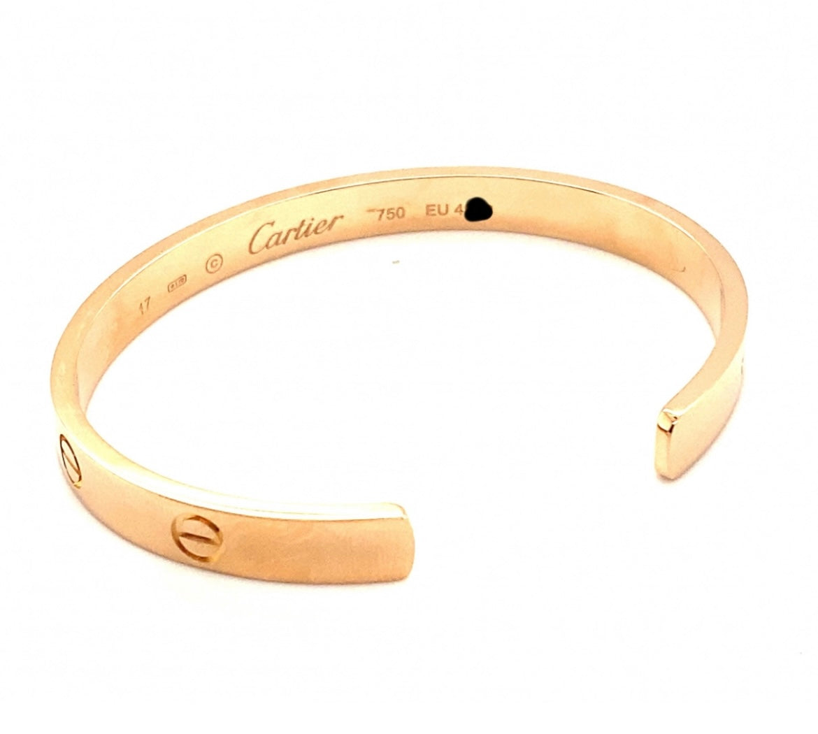 Cartier 18k Rose Gold Love cuff bracelet Size 17