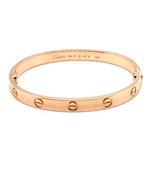 AUTHENTIC CARTIER 18K ROSE GOLD LOVE CLASSIC MODEL BRACELET SIZE 17