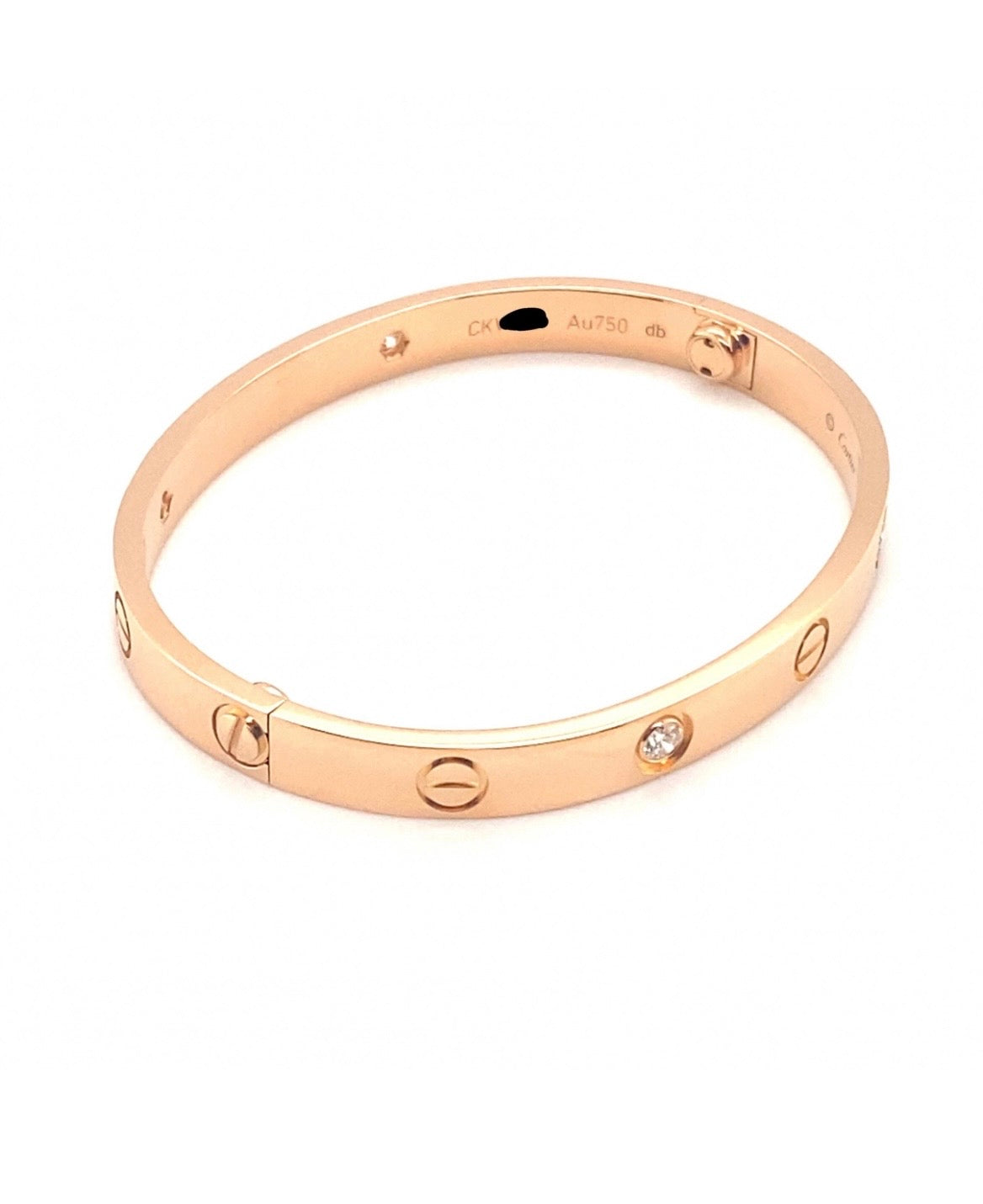 Cartier 18k Rose Gold 4 Diamonds CLASSIC Love Bracelet Size 16