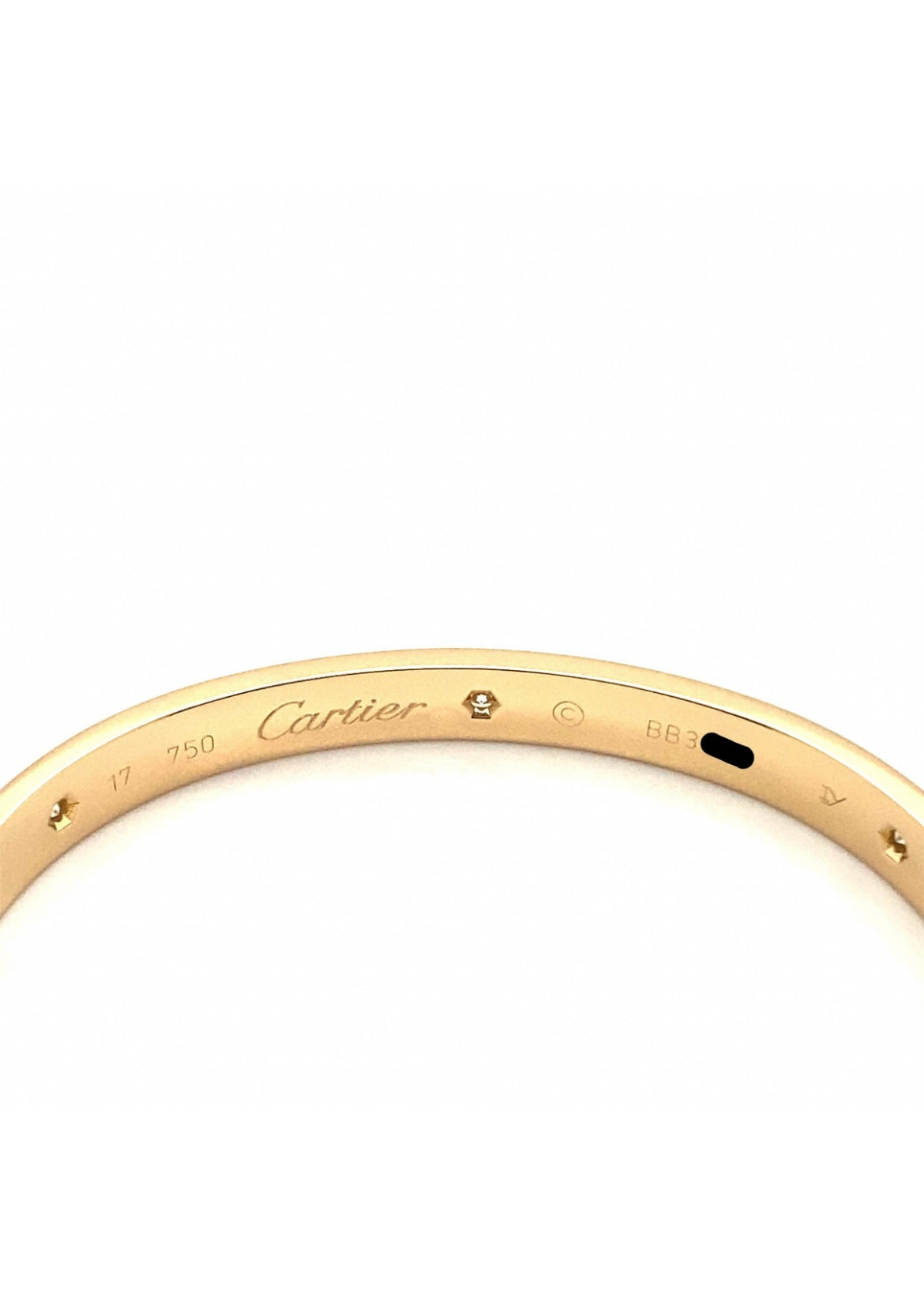 Cartier vintage 18k Yellow Gold 6 Diamonds Old Screw Bracelet Size:17