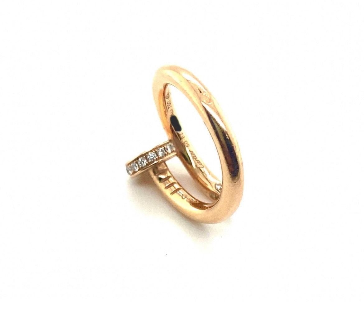 Cartier 18k Rose Gold Juste Un Clou CLASSIC Diamonds Ring Size 50