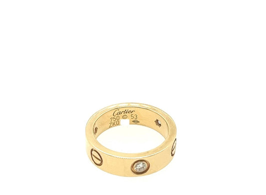 Cartier 18K Yellow Gold CLASSIC MODEL 3 Diamonds Ring EU 53