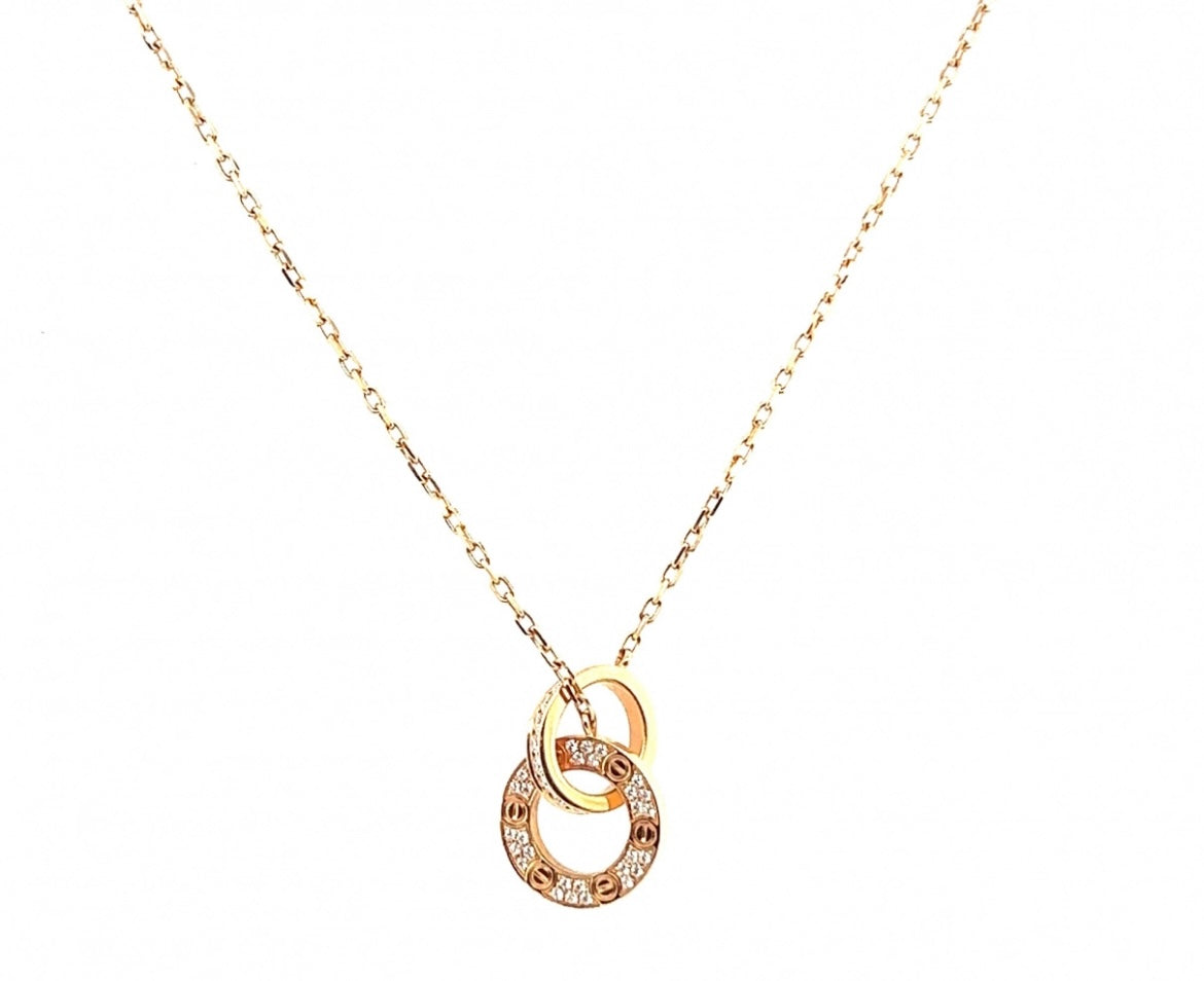 Cartier 18k Rose Gold Diamonds love necklace