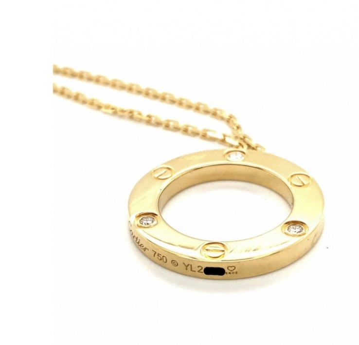 Cartier 18k Yellow Gold 3 Diamonds Necklace