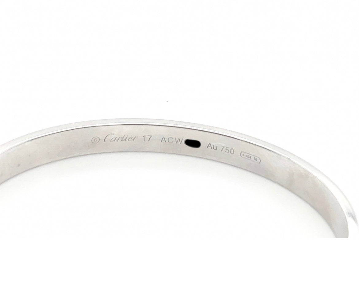 Cartier 18k White Gold love cuff bracelet Size 17