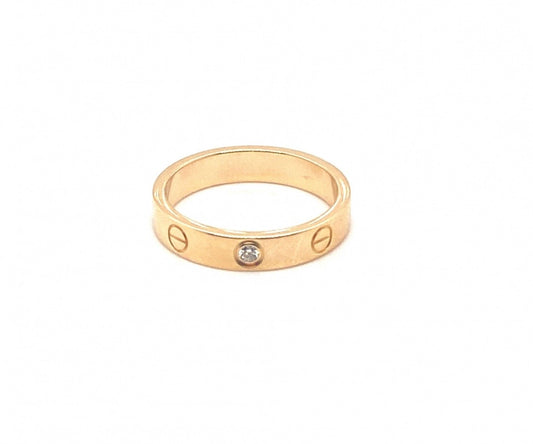 Cartier 18k Yellow Gold 1 Diamond Ring Size 53