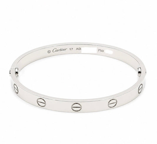 Cartier 18k White gold love bracelet Size 17 CLASSIC MODEL