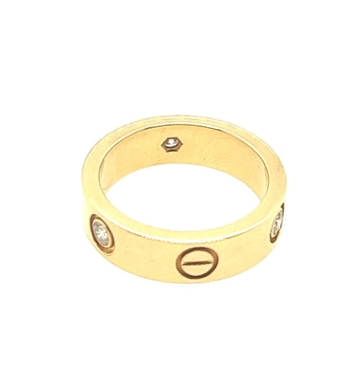 Cartier 18K Yellow Gold CLASSIC MODEL 3 Diamonds Ring EU 53