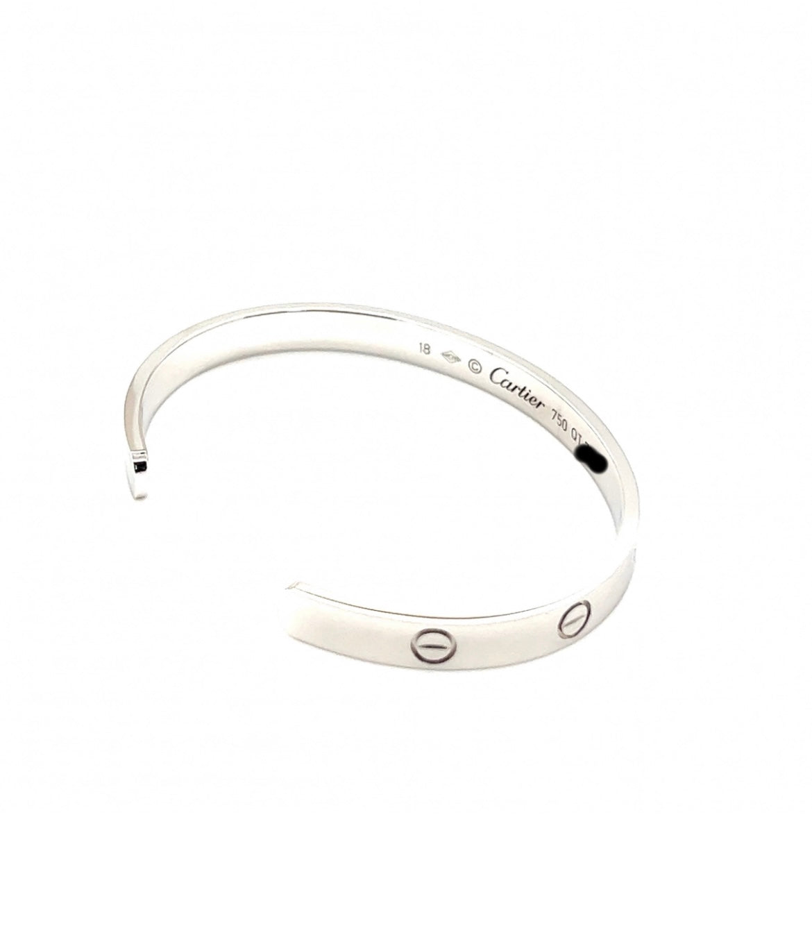 Cartier 18k White Gold love cuff bracelet size 18