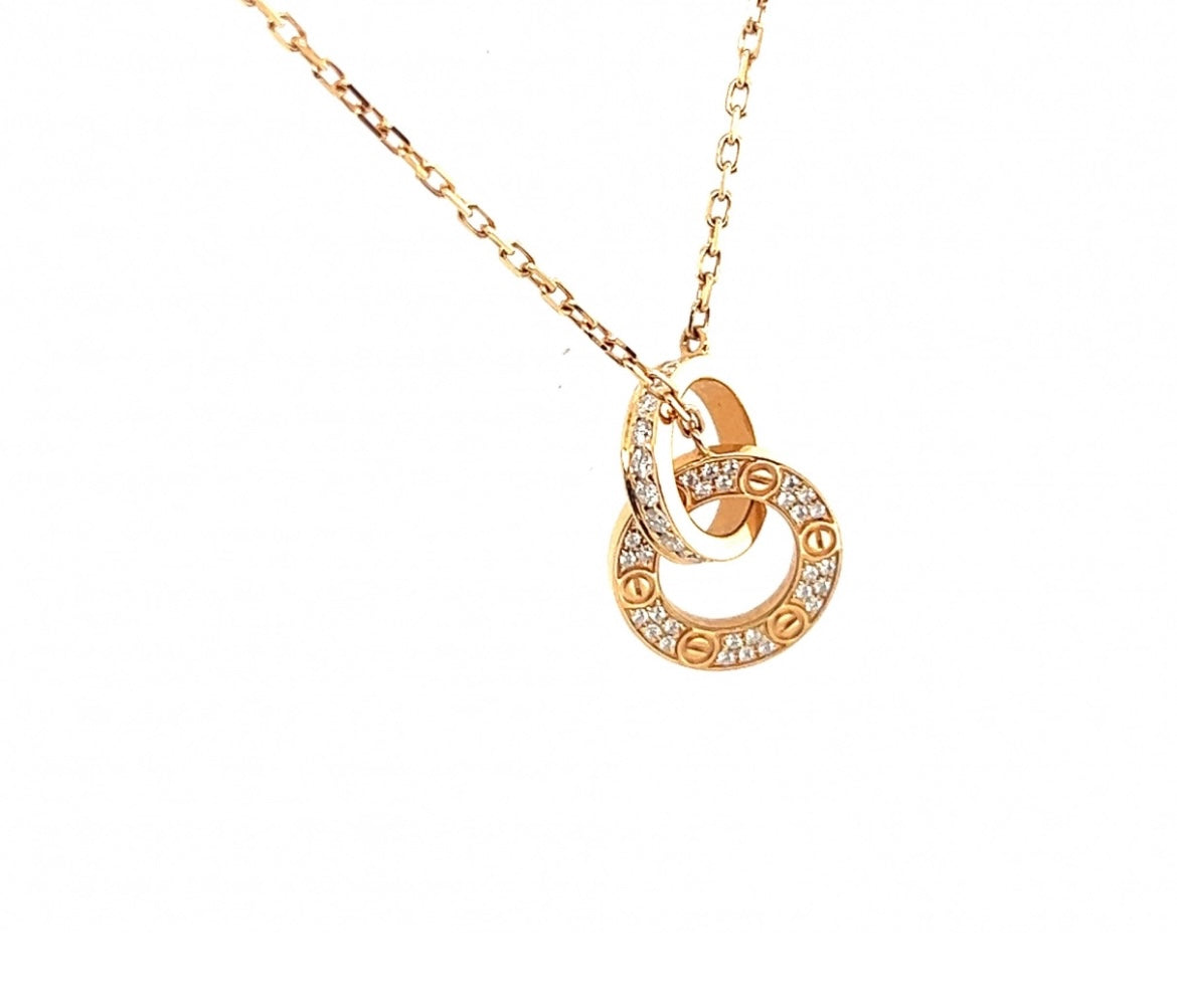 Cartier 18k Rose Gold Diamonds love necklace