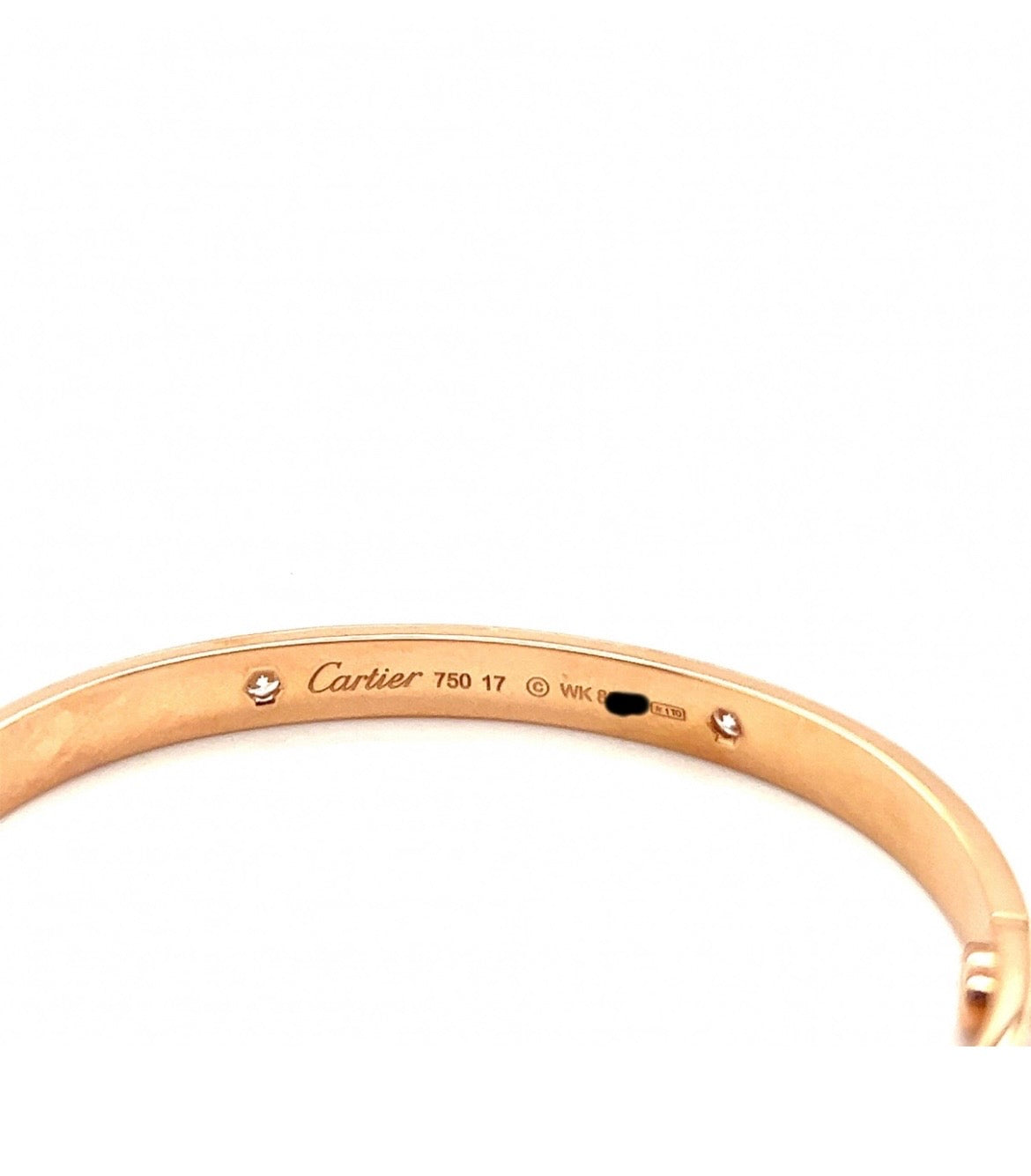 Cartier 18k Rose Gold 4 Diamonds CLASS Love Bracelet Size 17