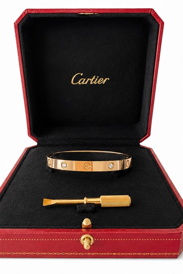 CARTIER 18K ROSE GOLD 4 DIAMONDS CLASSIC MODEL SIZE 17