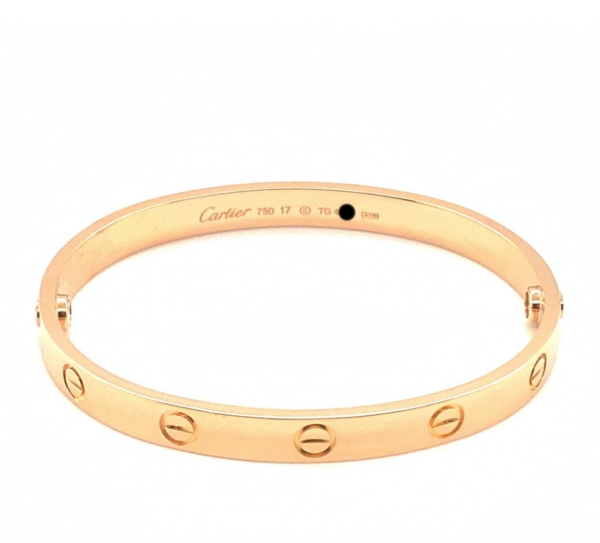 AUTHENTIC CARTIER 18K ROSE GOLD LOVE CLASSIC MODEL BRACELET SIZE 17