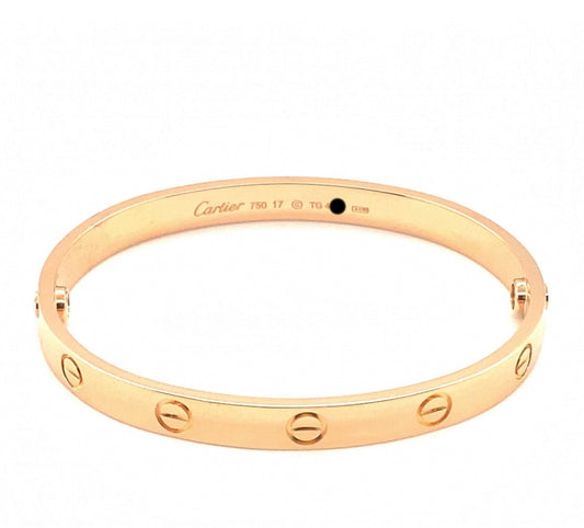 AUTHENTIC CARTIER 18K ROSE GOLD LOVE CLASSIC MODEL BRACELET SIZE 17