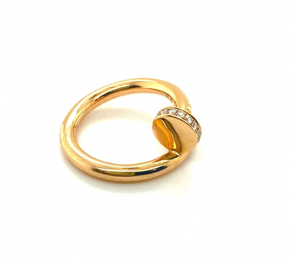 Cartier 18k Rose Gold Juste Un Clou CLASSIC Diamonds Ring Size 50