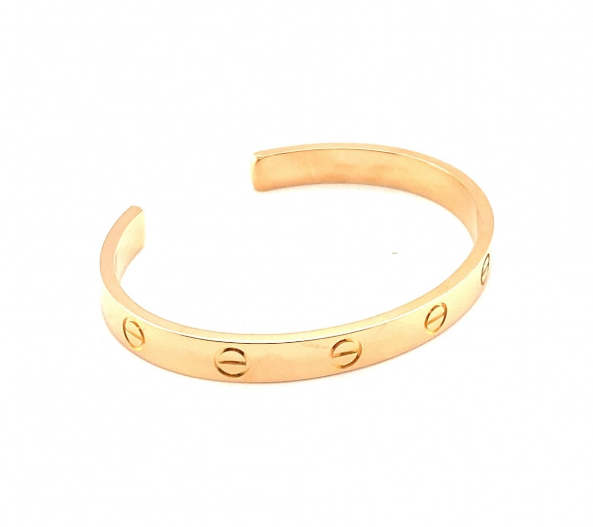 Cartier 18k Rose Gold Love cuff bracelet Size 17