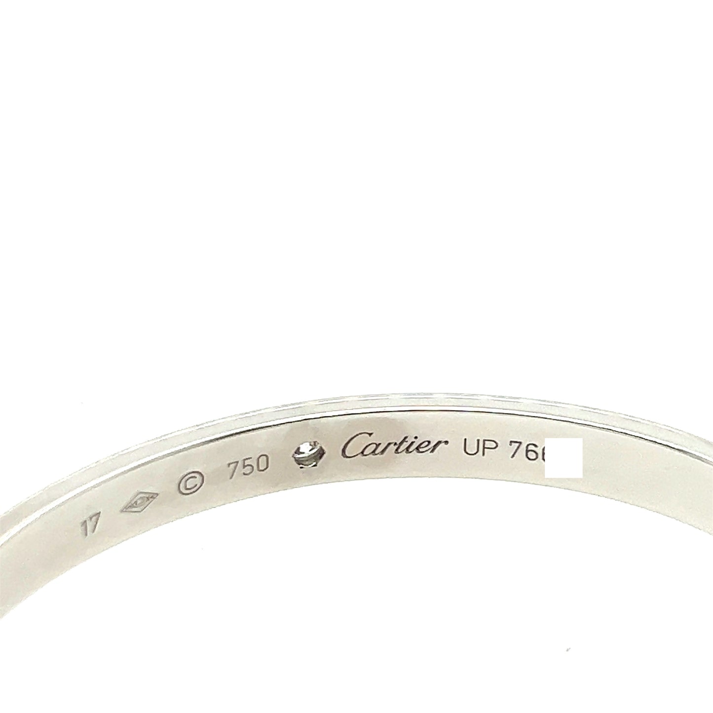 Cartier 18k White Gold 1 diamond Cuff bracelet Size 17