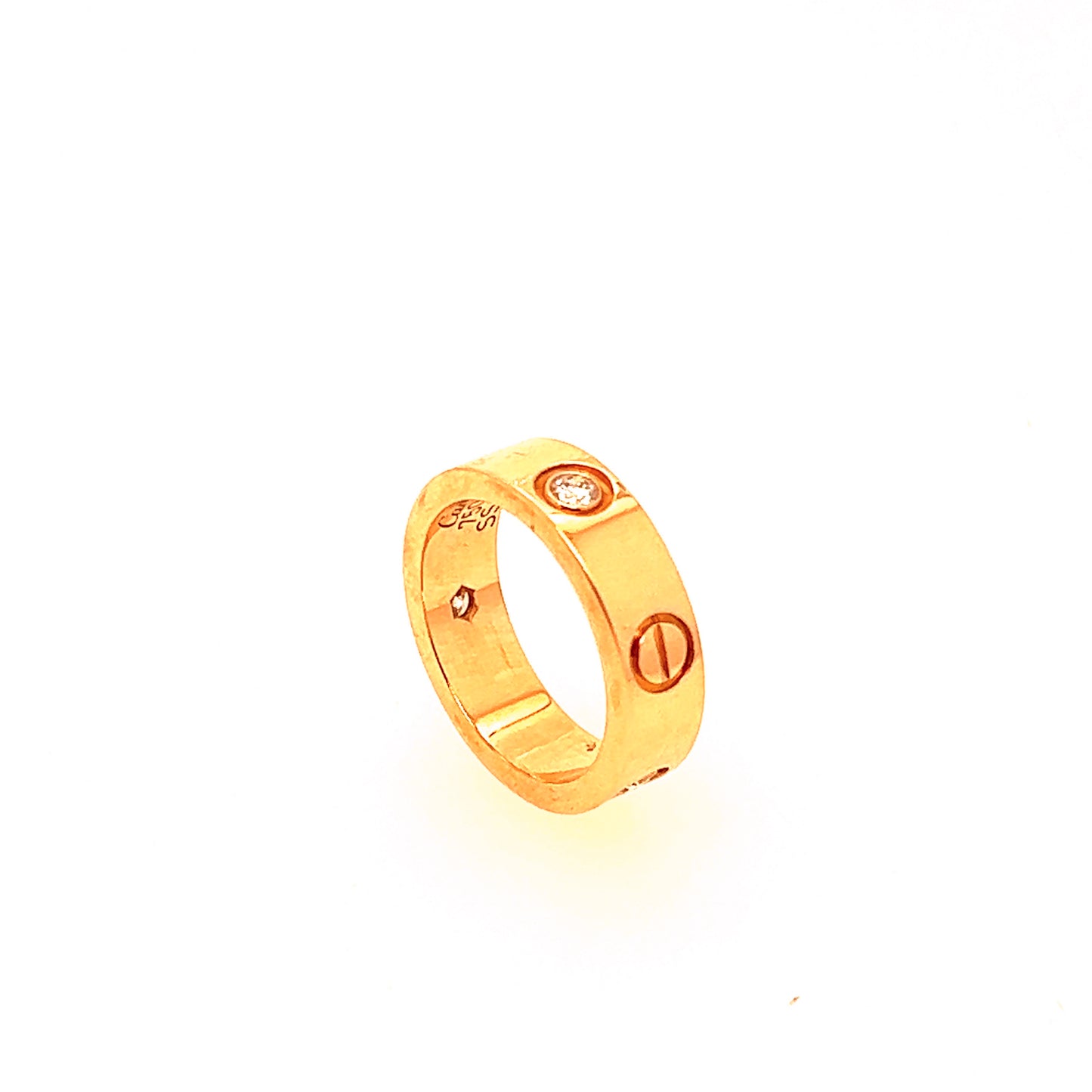 Cartier 18K Pink Gold 3 Diamond 5.5mm LOVE Ring  Size:50