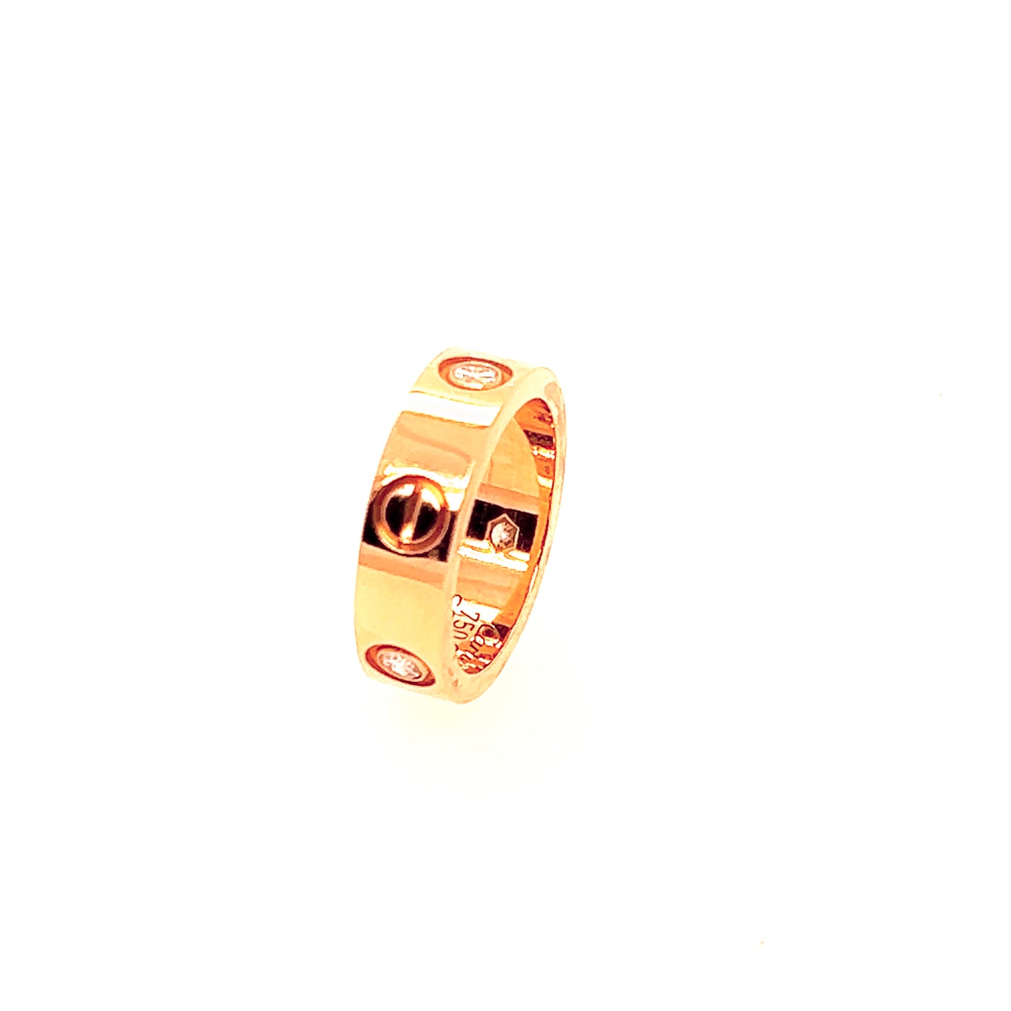 Cartier 18K Pink Gold 3 Diamond 5.5mm LOVE Ring  Size:50