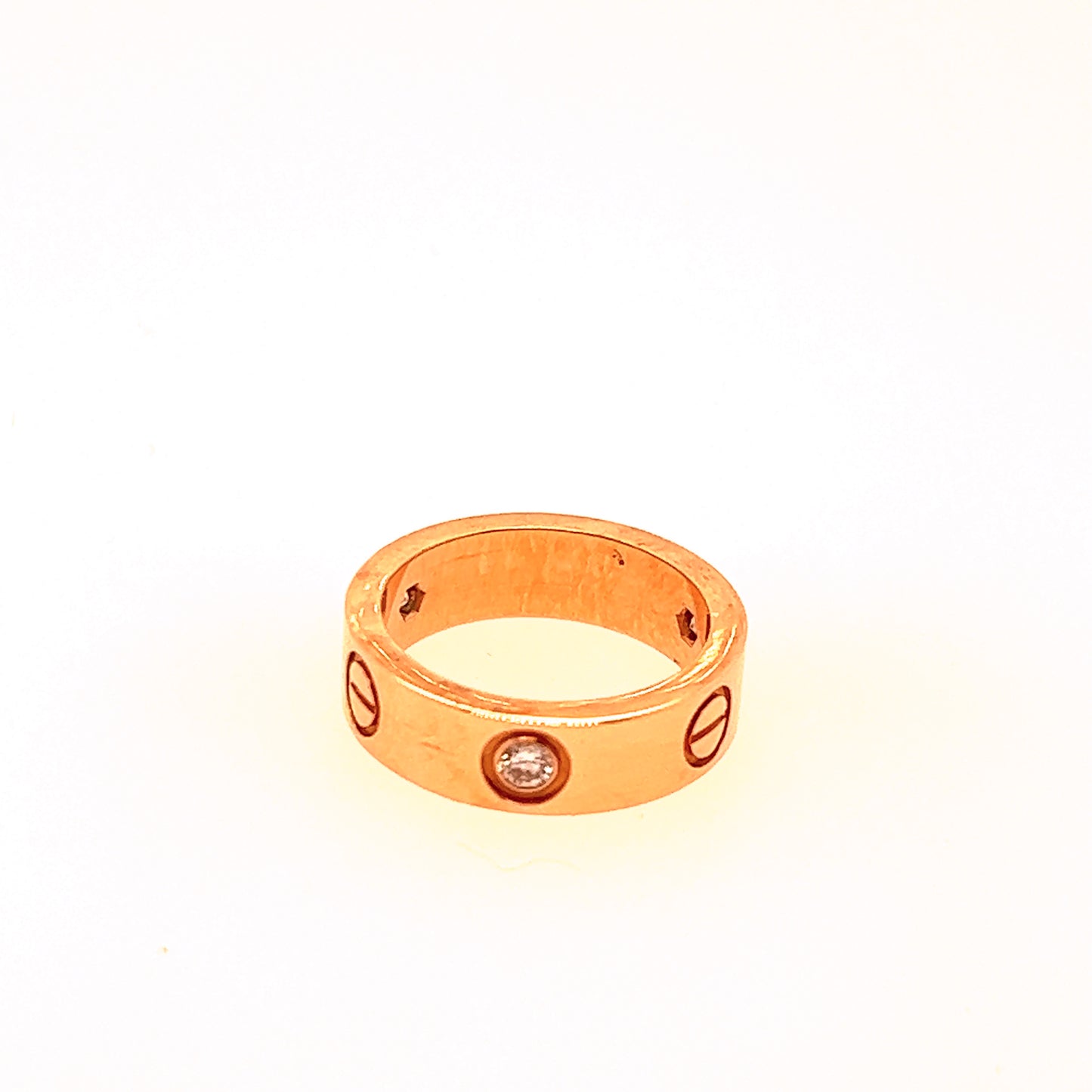 Cartier 18K Pink Gold 3 Diamond 5.5mm LOVE Ring  Size:50