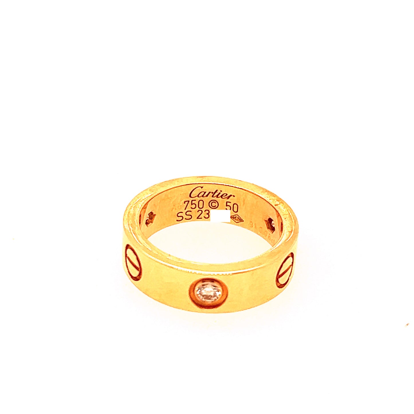 Cartier 18K Pink Gold 3 Diamond 5.5mm LOVE Ring  Size:50