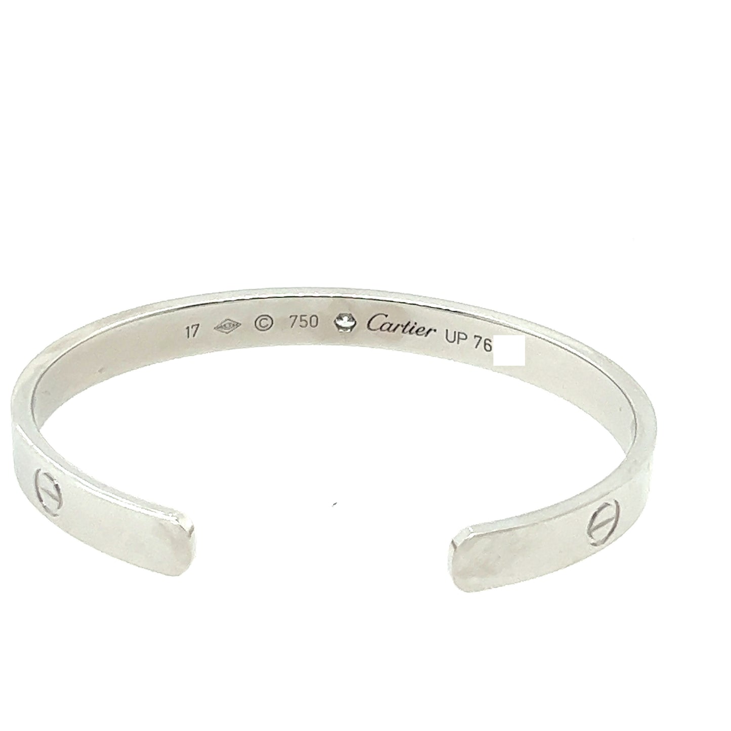 Cartier 18k White Gold 1 diamond Cuff bracelet Size 17