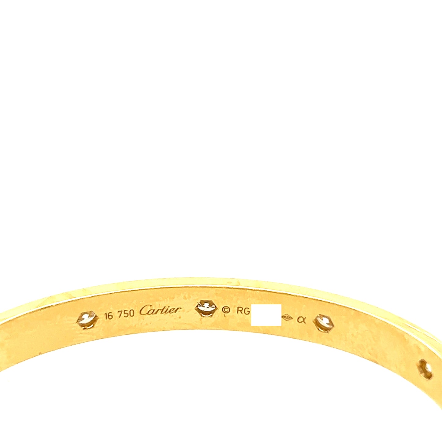 Cartier 18k Yellow Gold Love 10 Diamonds Old Scew bracelet Size 16.