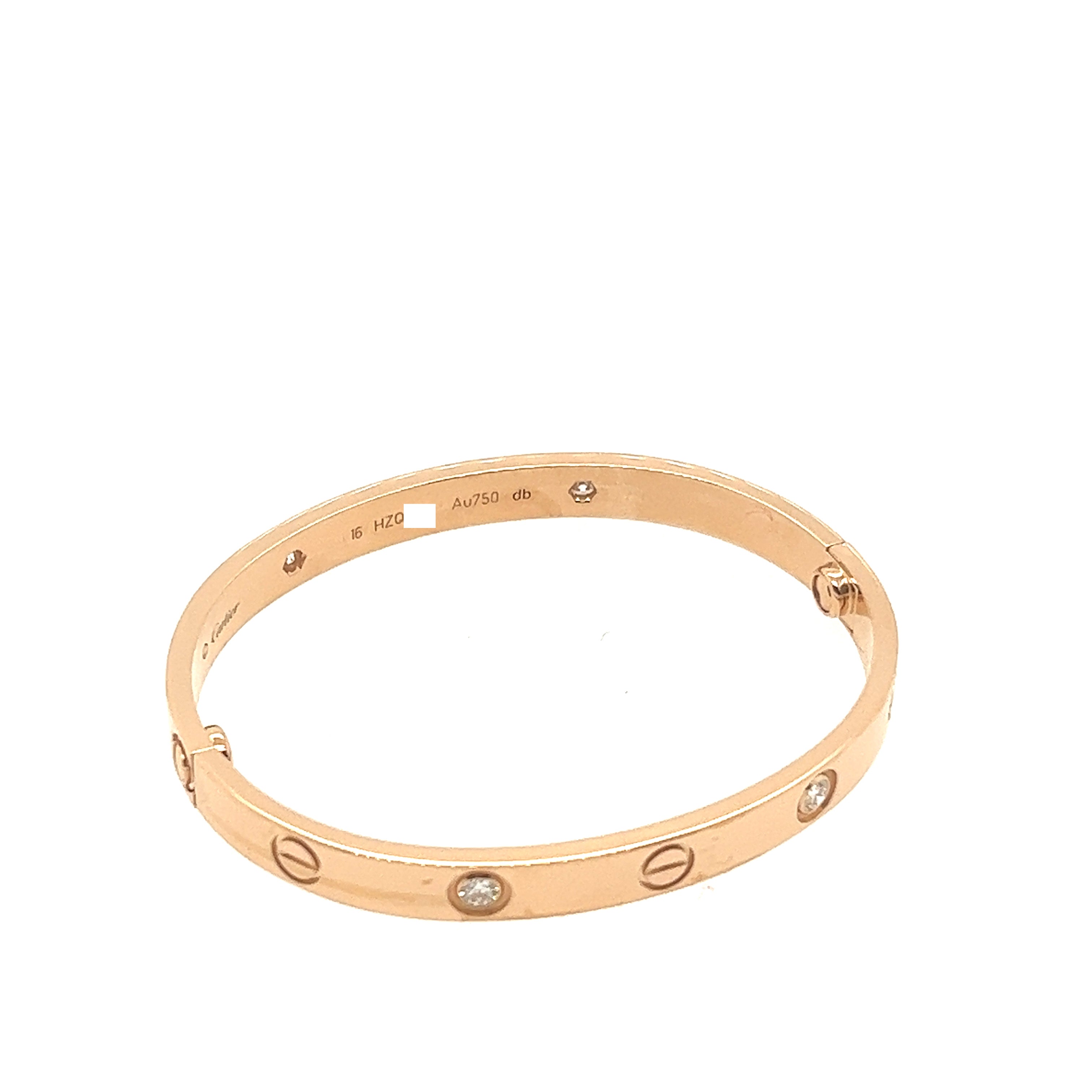 Cartier love bracelet online 4 diamonds rose gold