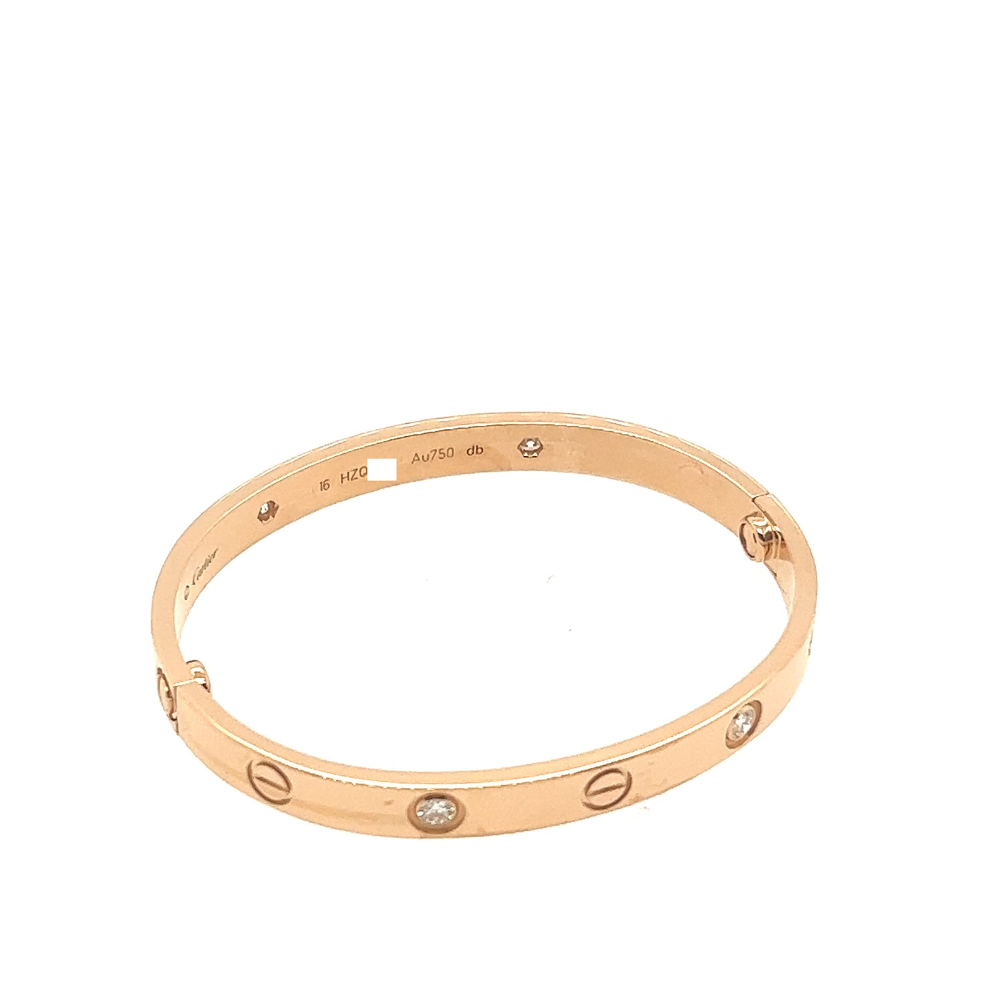 Cartier 18k Rose Gold 4 Diamonds Bracelet Size#16