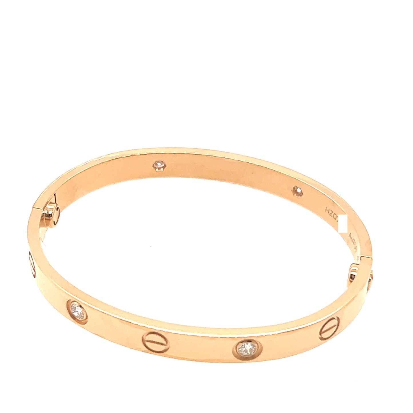 Cartier 18k Rose Gold 4 Diamonds Bracelet Size#16