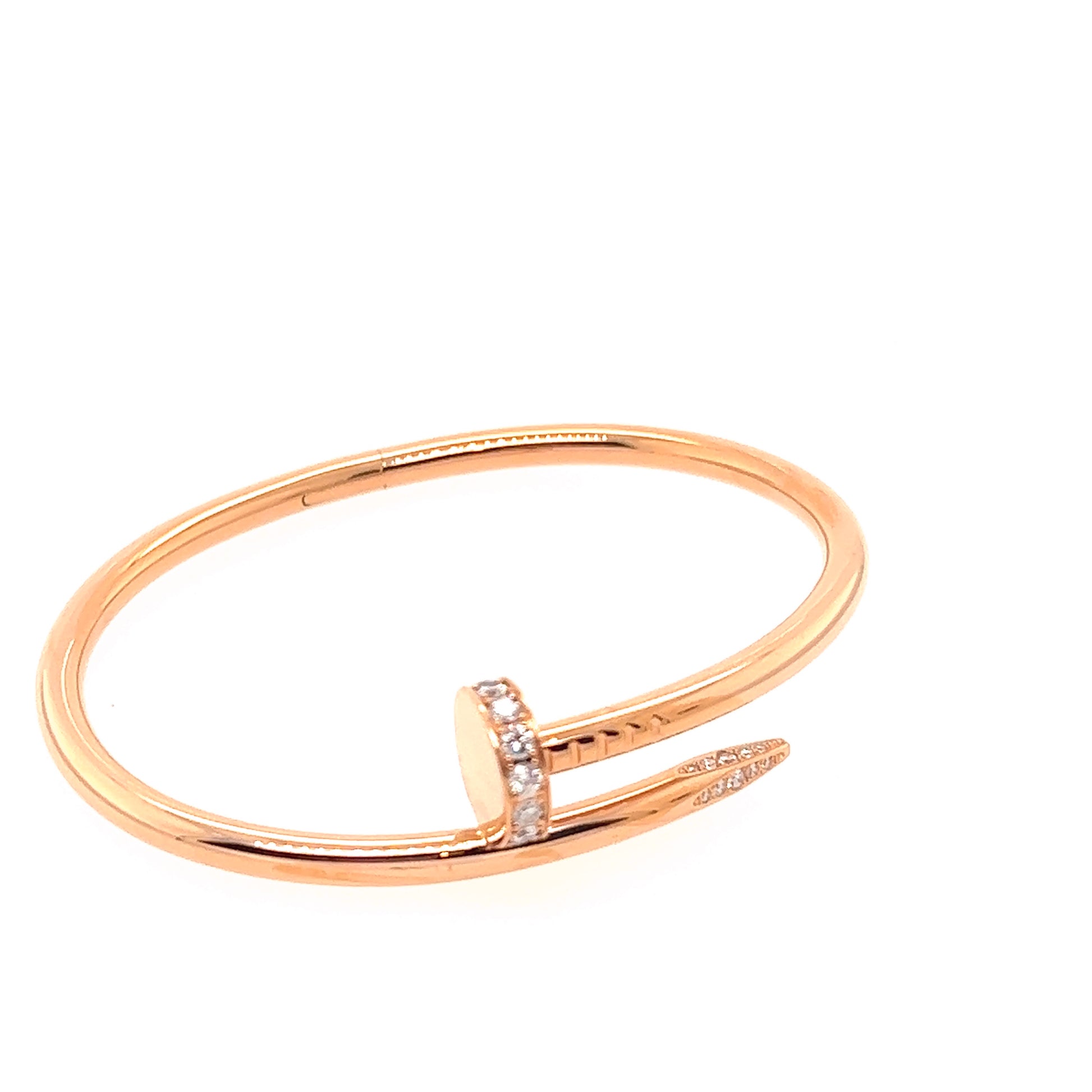 Cartier Juste un Clou Nail 18k Rose Gold Diamond Bangle Bracelet