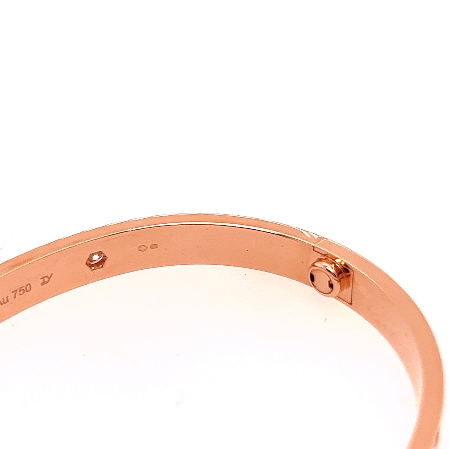 Cartier 18k Rose Gold 4 Diamonds Bracelet Size 17