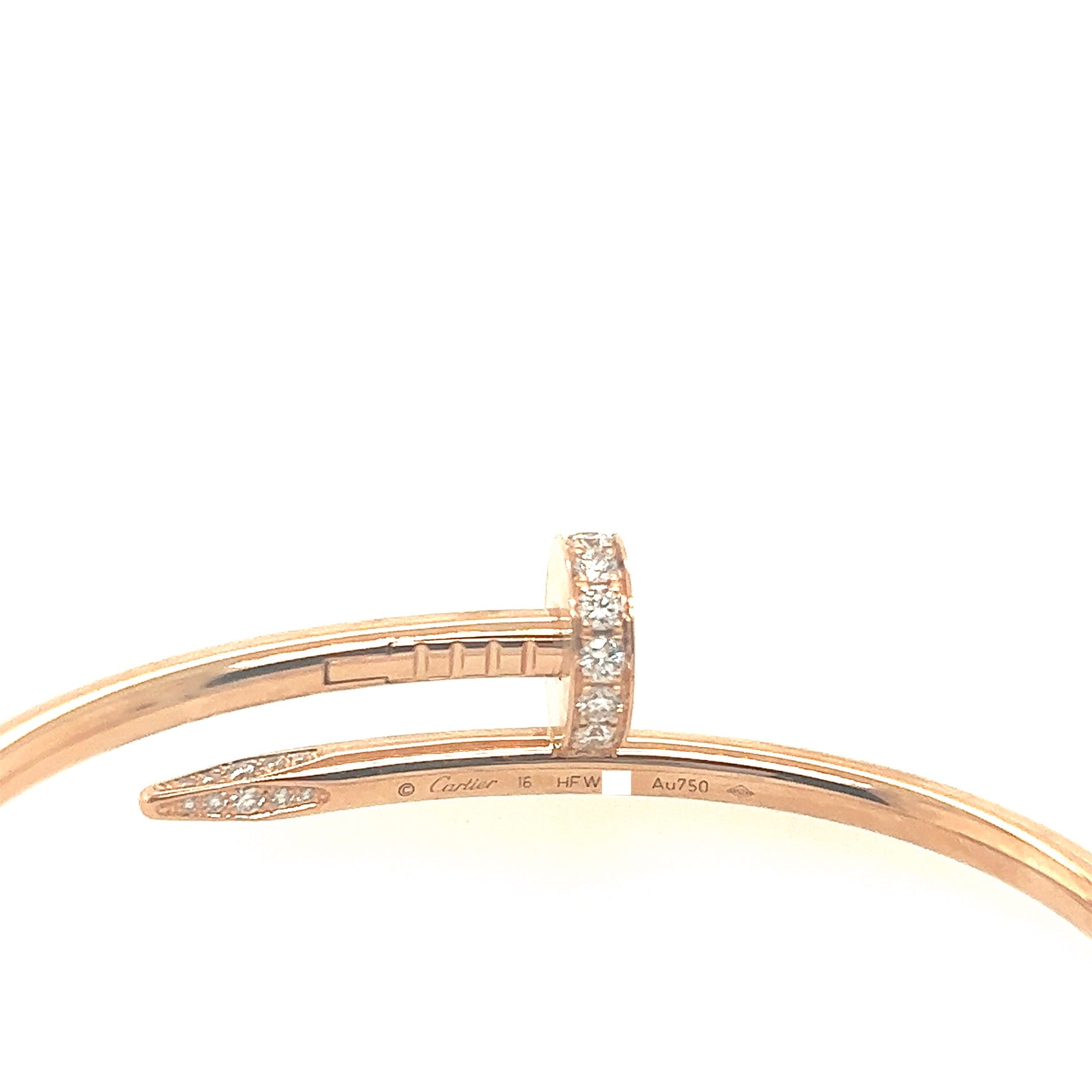 Cartier 18k Rose Gold Diamonds Juste Un Clou Bracelet Size 16 –  GoldenBrightJeweler