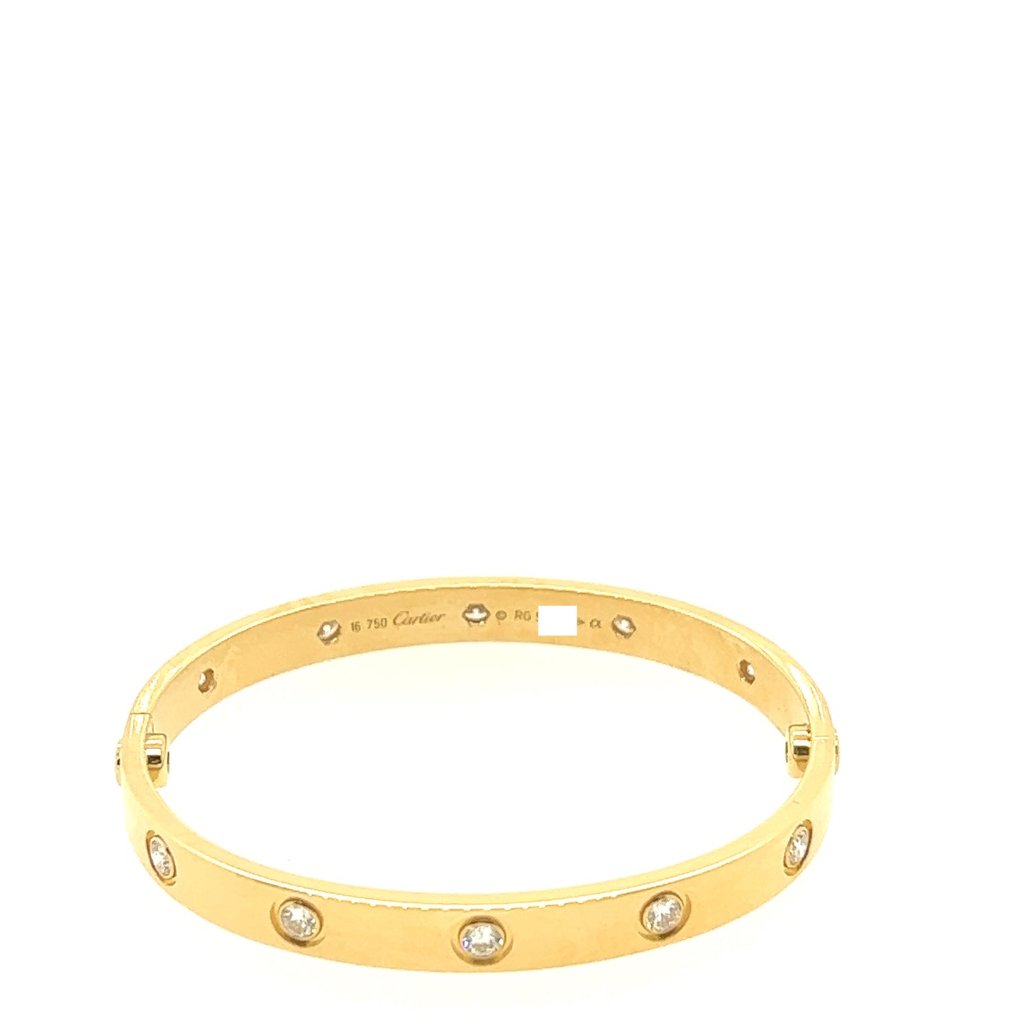 Cartier 18k Yellow Gold Love 10 Diamonds Old Scew bracelet Size 16.