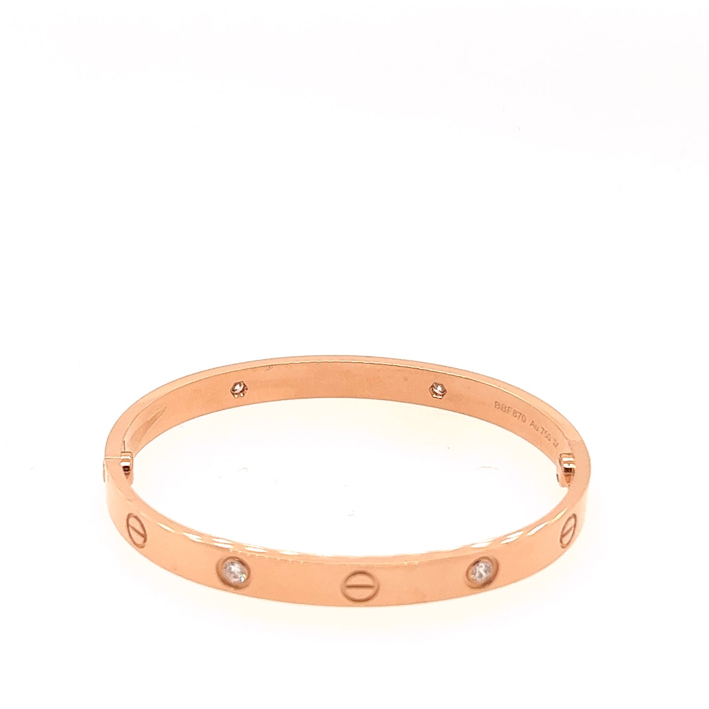 Cartier 18k Rose Gold 4 Diamonds Bracelet Size 17