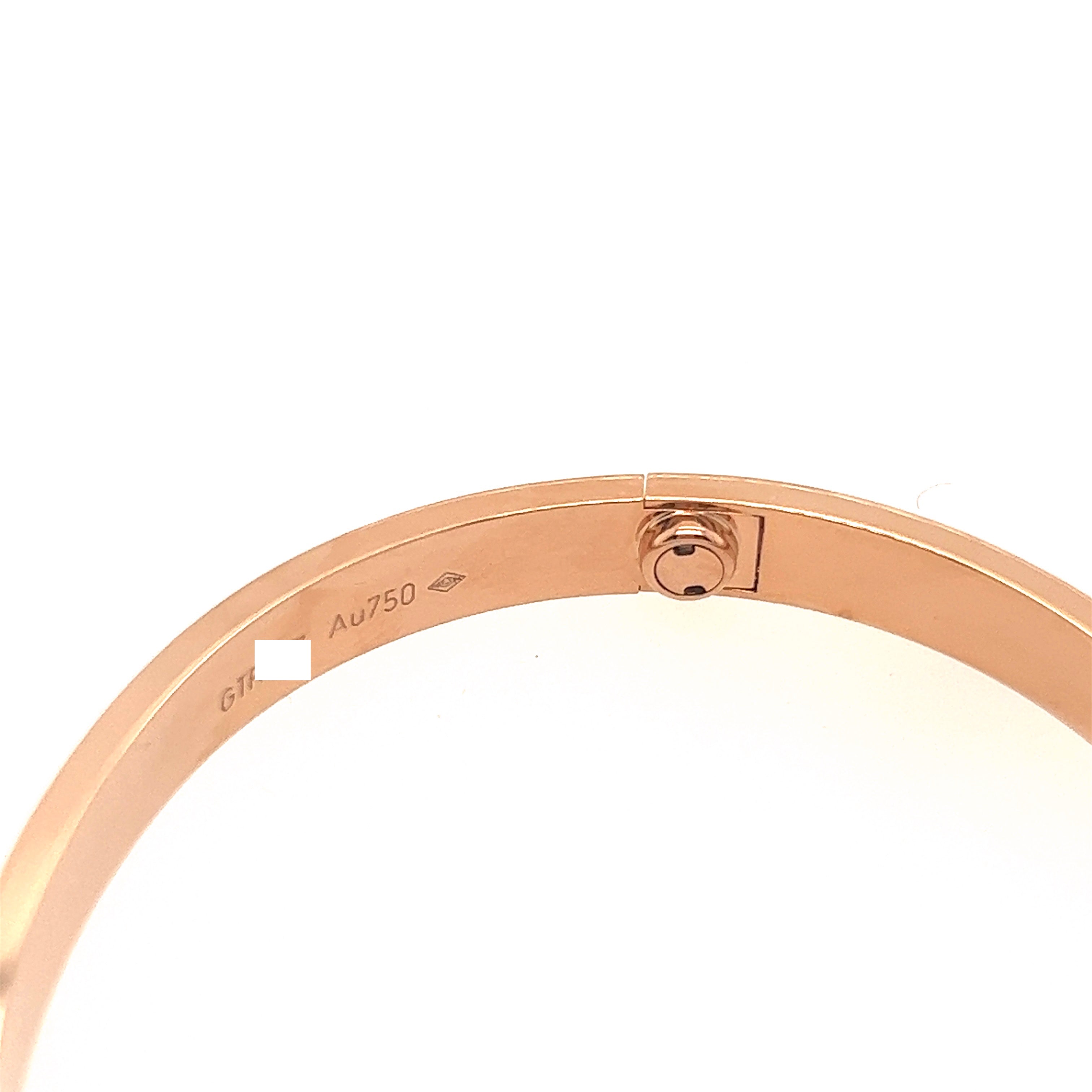 Cartier 18k Rose Gold Love Bracelet Size 18 GoldenBrightJeweler