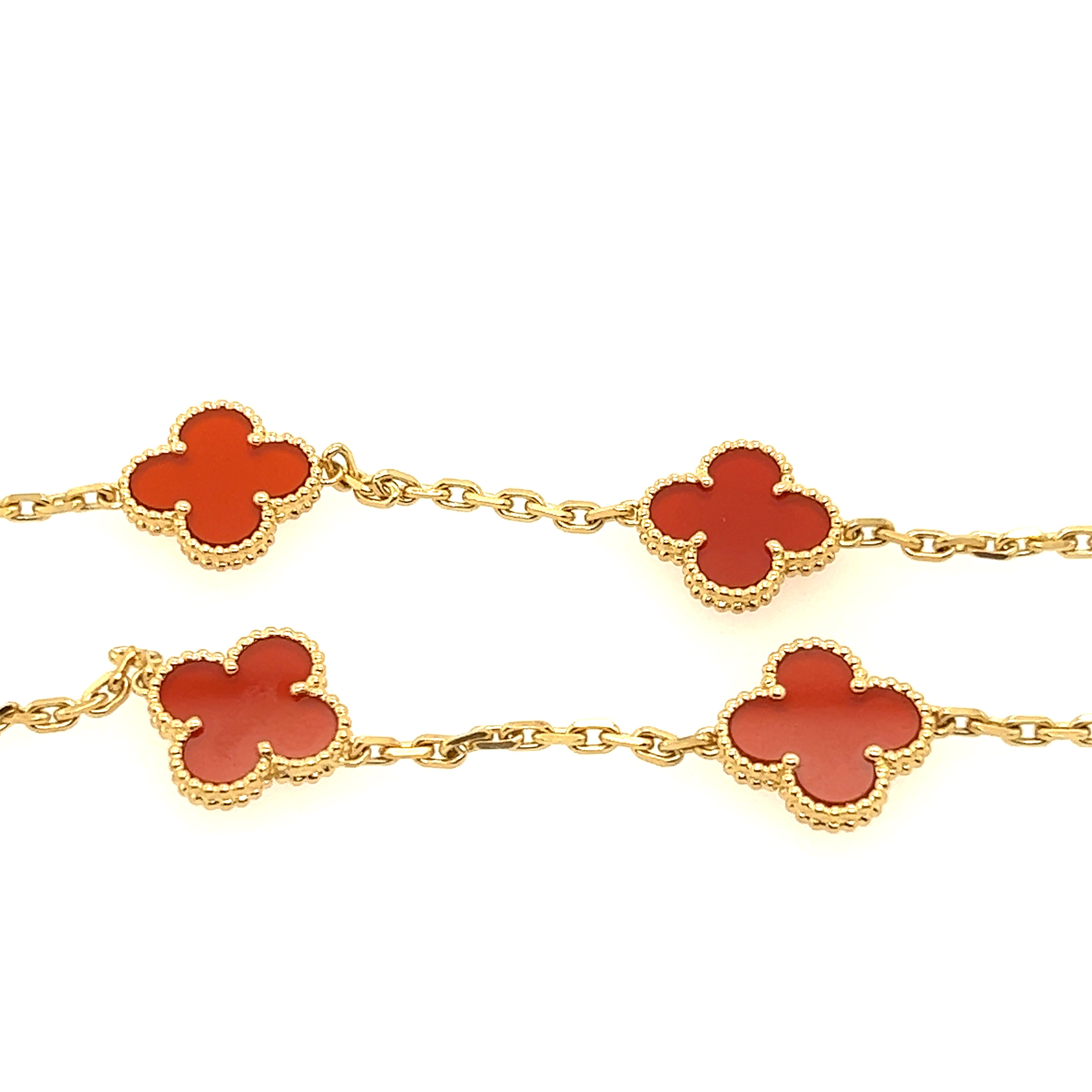 Clover shaped red with 18K gold necklace