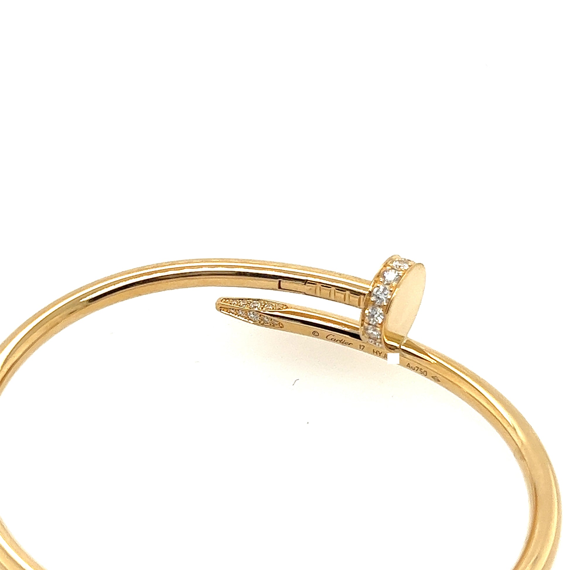 CARTIER Juste Un Clou Nail DIAMOND Bracelet 18K Yellow Gold Size 16 AUTH  W/CERT