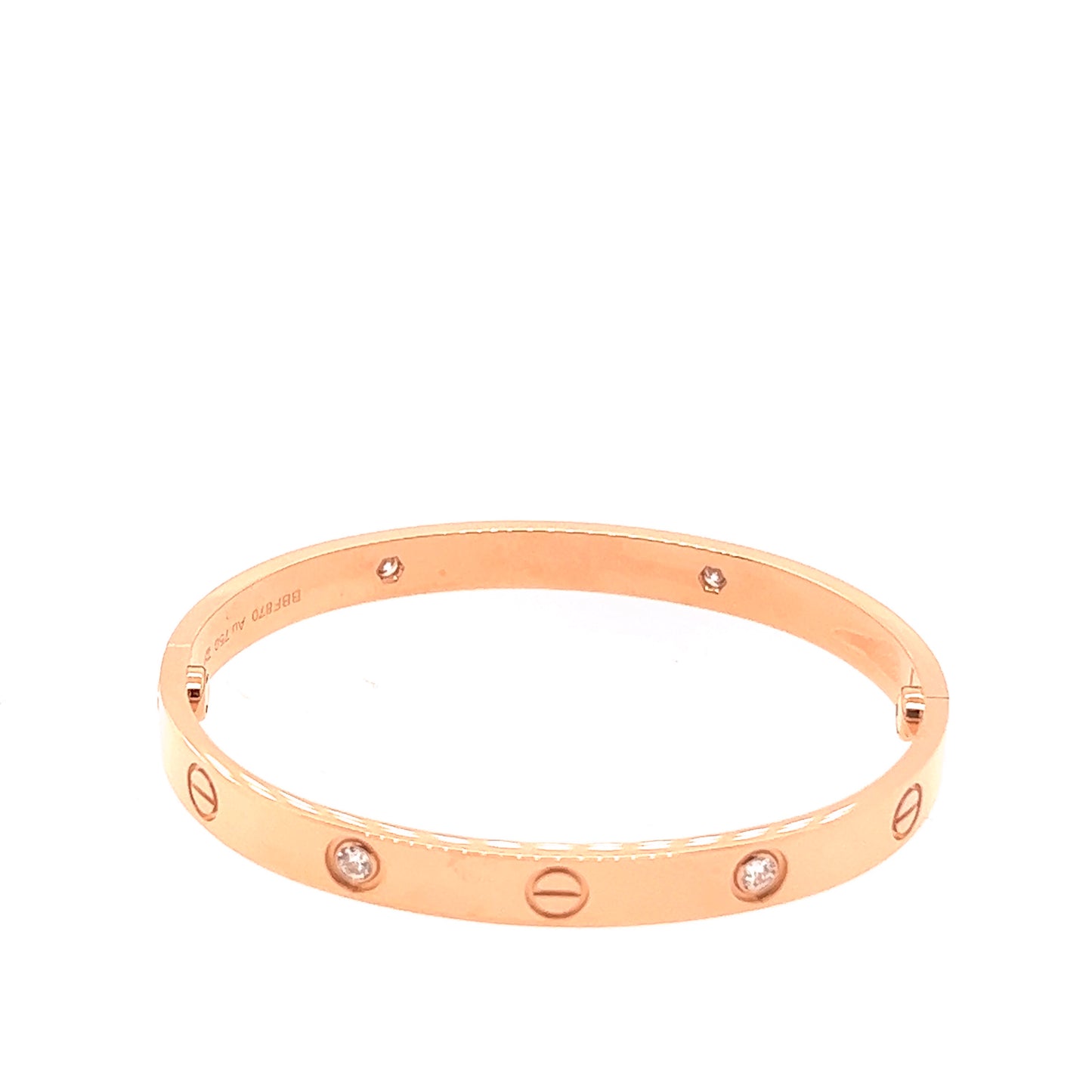 Cartier 18k Rose Gold 4 Diamonds Bracelet Size 17