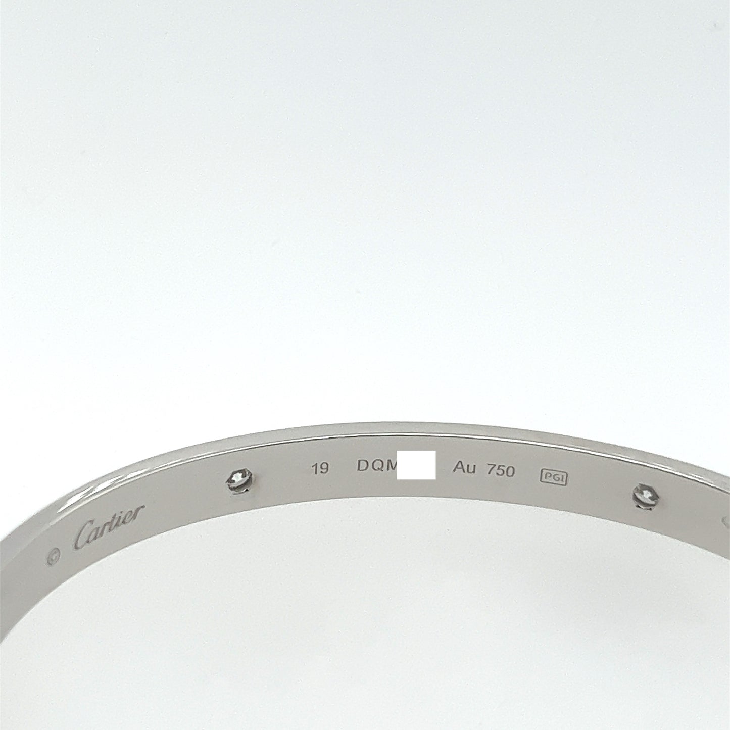 Cartier 18k White Gold 4 Diamonds Bracelet Size 19